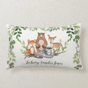 Woodland Baby djur Greenery Nursery Dekoration Lumbarkudde