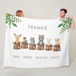 Woodland Baby djur Milestone Fleecefilt