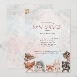 Woodland Baby djur Whimsical Inbjudningar