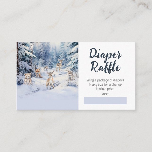Woodland Baby djur Winter Baby Diaper Raffle Tilläggskort (Framsida)