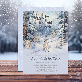 Woodland Baby djur Winter Boy Baby Shower Inbjudningar
