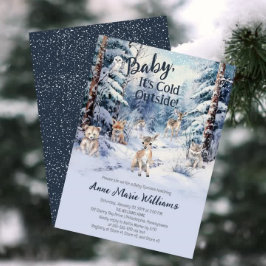 Woodland Baby djur Winter Boy Baby Sprinkle Inbjudningar