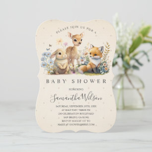Woodland Baby Fox Hjort Bunny Påsk Baby Shower in Inbjudningar