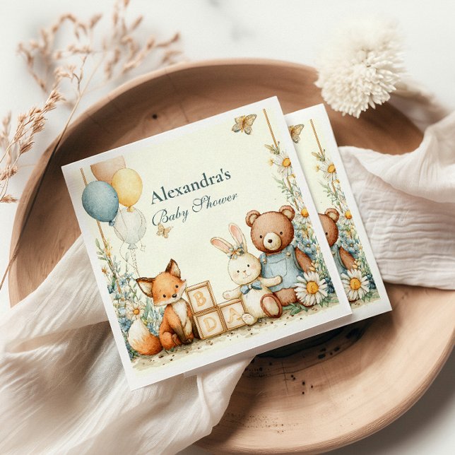 Woodland Baby Friends Baby Shower Pappersservett (Skapare uppladdad)