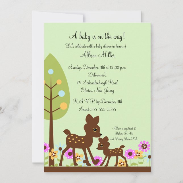 Woodland Baby Hjort Baby Shower-inbjudan Inbjudningar (Framsida)