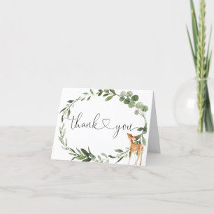 Woodland baby hjort greenery eucalyptus tack kort