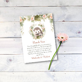 Woodland Baby med Cute Hedgehog Tack Kort