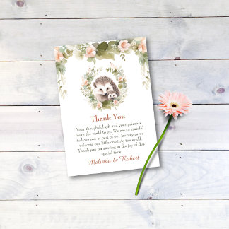 Woodland Baby med Cute Hedgehog Tack Kort