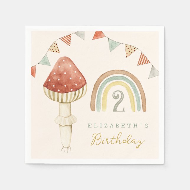 Woodland Baby Mushroom Leksak Baby Birthday Pappersservett (Framsidan)