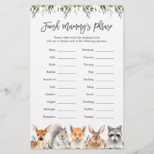 Woodland Baby Shower Avslutar Mummy's Phrase Game