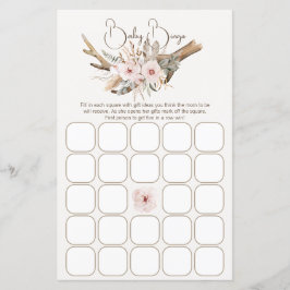 Woodland Baby Shower Bingo Game - Rustic Boho Wate