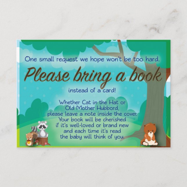 Woodland Baby Shower Bok Request & Önskemål Insert Tilläggskort (Framsida)