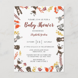Woodland Baby Shower Cute Forest Animals Neutralt Vykort