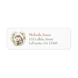 Woodland Baby Shower, Cute Hedgehog Returadress Etikett