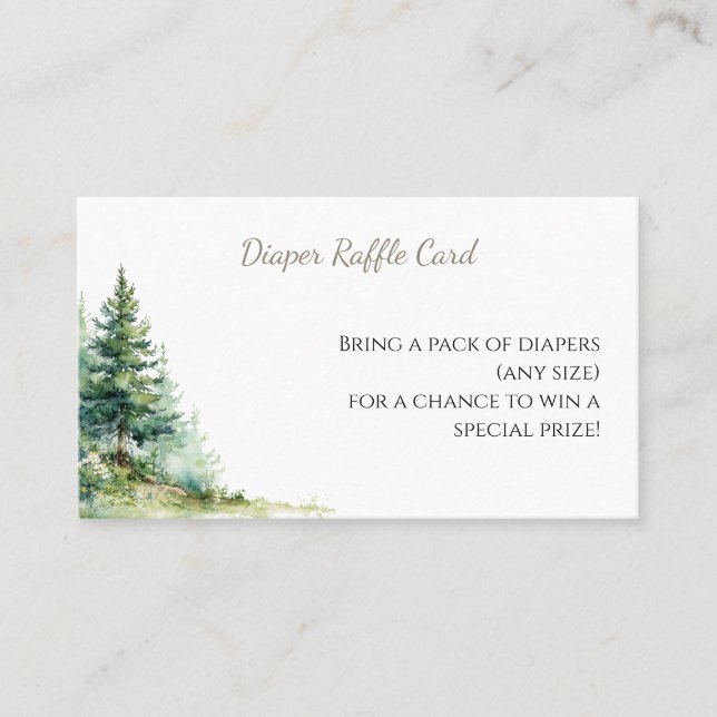 Woodland Baby Shower • Diaper Raffle Card Visitkort (Framsida)