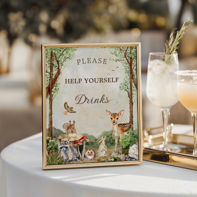 Woodland Baby Shower Drinks Station Poster (Skapare uppladdad)