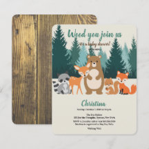 Woodland Baby Shower Forest Animals Greenery Invit