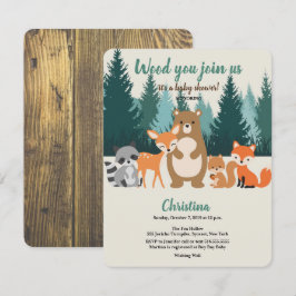 Woodland Baby Shower Forest Animals Greenery Invit Inbjudningar