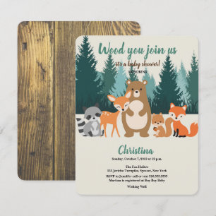 Woodland Baby Shower Forest Animals Greenery Invit Inbjudningar