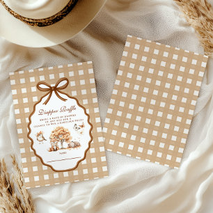 Woodland Baby Shower Gingham Diapper Raffle Tilläggskort