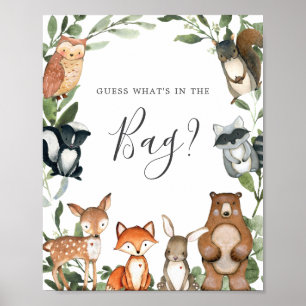 Woodland Baby Shower Gissa vad som finns i Bag-spe Poster