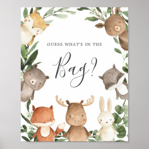 Woodland Baby Shower Gissa vad som finns i Bag-spe Poster