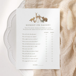 Woodland Baby Shower Gissa vem Mamma eller pappa G Inbjudningar