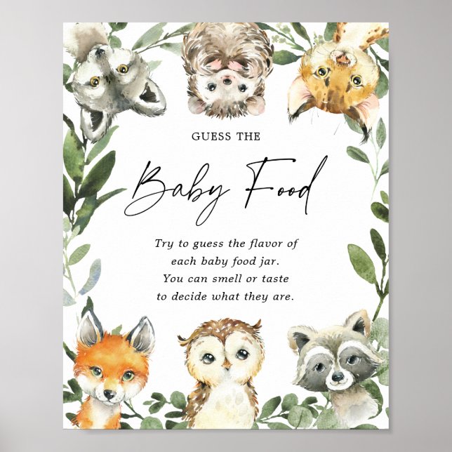 Woodland Baby Shower gissar Baby matmärket Poster (Framsidan)