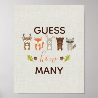 Woodland Baby Shower gissar hur många tecken Poster