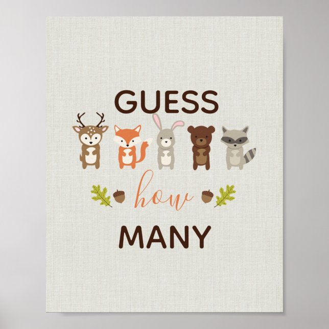 Woodland Baby Shower gissar hur många tecken Poster (Framsidan)