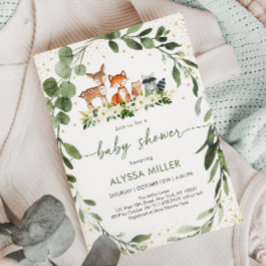 Woodland Baby Shower Greenery Forest Animal Inbjudningar