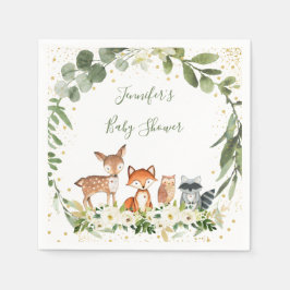 Woodland Baby Shower Greenery Forest Animal Pappersservett