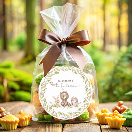 Woodland Baby Shower Greenery Forest Animal Runt Klistermärke
