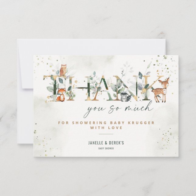 Woodland Baby Shower Greenery Tackkort Card Tack Kort (Framsida)