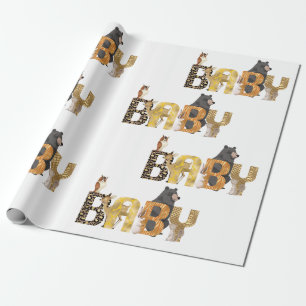 Woodland Baby Shower Guld Animal Print Presentpapper