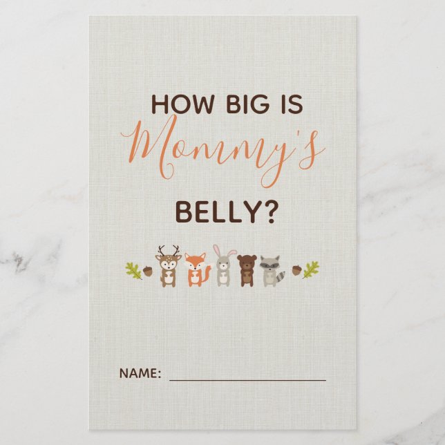 Woodland Baby Shower How Big is Mamma Belly Game (Framsida)