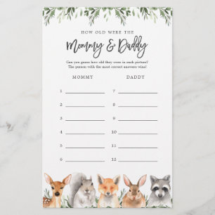 Woodland Baby Shower hur gammalt de spelade kort