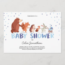 Woodland Baby Shower-inbjudan Boy Forest Animals