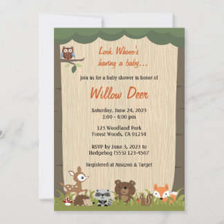 Woodland Baby Shower Inbjudan *boy/girl/överraskni