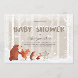 Woodland Baby Shower-inbjudan Winter Snöflingor Inbjudningar
