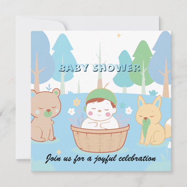Woodland Baby Shower Invitation  Inbjudningar (Framsida)