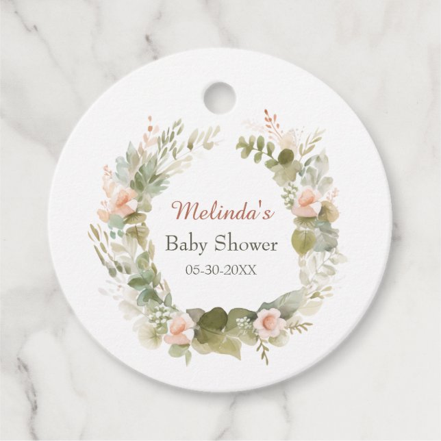 Woodland Baby Shower med Cute Hedgehog Gåvor Etiketter (Framsida)
