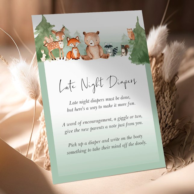 Woodland Baby Shower Mini Sign Late Nattblöjor (Skapare uppladdad)