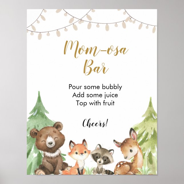 Woodland Baby Shower Momosa Pub Poster (Framsidan)