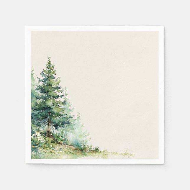 Woodland Baby Shower Napkin • Neutral Forest Pappersservett (Framsidan)