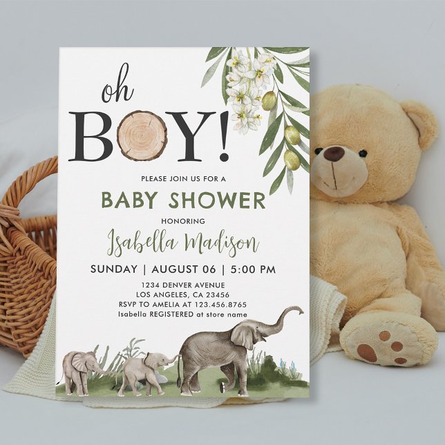Woodland Baby Shower Oh Boy Watercolor Inbjudningar (Woodland Baby Shower Oh Boy Watercolor Invitation
)