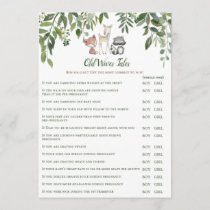 Woodland Baby Shower Old Wives Tale Game Inbjudningar
