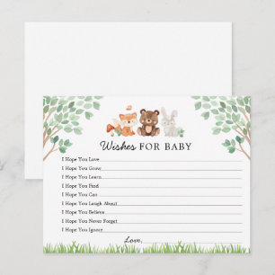 Woodland Baby Shower Önskemål för Baby Card Vykort