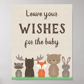 Woodland Baby Shower Önskemål för Baby-tecken Poster