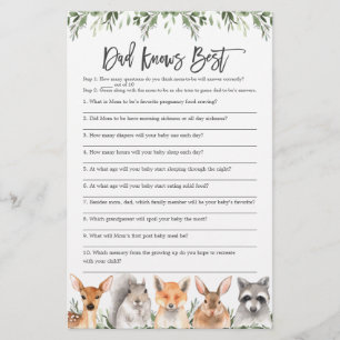 Woodland Baby Shower Pappa känner till bästa spel